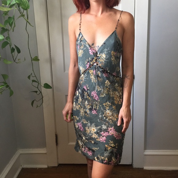 Haute Hippie Dresses & Skirts - Haute Hippie Sage Floral Silk Embellished Dress